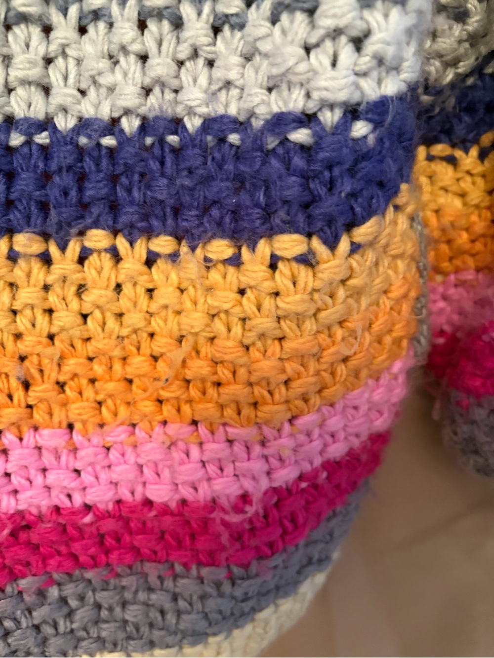 Multicolor Striped Open-Front Crochet Sweater Cardigan - Picture 2 of 2